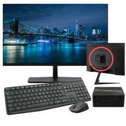 Mini PC ECS EliteGroup Liva Z2 Intel Dual Core N4020 4GB DDR4 128GB Windows 11 Pro + Monitor LED 22'' Full HD