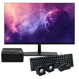 Mini PC ECS EliteGroup Liva Z2 Intel Dual Core N4020 16GB DDR4 256GB SSD Windows 11 Pro + Monitor LED 24'' Full HD