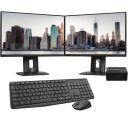 Mini PC ECS EliteGroup Liva Z2 Intel Dual Core N4020 16GB DDR4 256GB SSD Windows 11 Pro + 2 Monitores LED 22'' Full HD