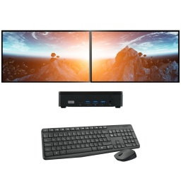 Mini PC ECS EliteGroup Liva Z5E Plus Intel Core i5-1335U 16GB DDR4 256GB SSD + 2 Monitores LED 22'' Full HD