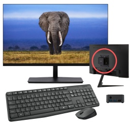 Ultra Mini PC ECS EliteGroup Liva Q3D Intel Quad Core N6000 4GB 128GB Windows 11 + Monitor 24'' FHD (Tipo All in One)