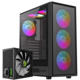 Gabinete Gamer Gamemax Storm 2 AB RGB Negro 4 Fanes ARGB Panel Vidrio y Rejilla + Fuente 700W 80 Plus Bronce