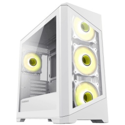 Gabinete Gamer Gamemax Destroyer TGW Blanco 4 Fanes ARGB Panel Vidrio High end GPU 5x Pci