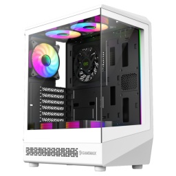 Gabinete Gamer Gamemax Vista COC AW (Blanco) con 5 Fanes ARGB Doble Vidrio y Sistema COC