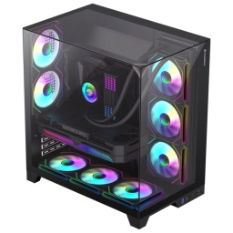 Gabinete Gamer Gamemax Infinity Plus BK (Negro) Panoramico Triple Vidrio Templado Minimalista