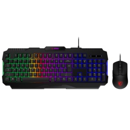 Combo Teclado y Mouse MSI Force GK100 6400Dpi Membrana RGB Negro