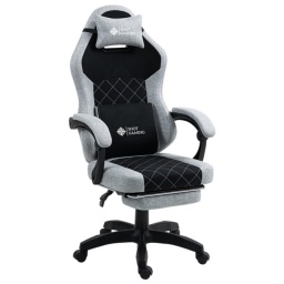 Silla Gamer Premium Shot Gaming D1146-GB Reforzada Ergonomica Tela Suave y Resistente - Negro y Gris