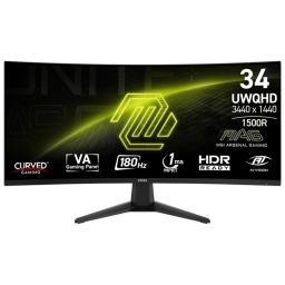 Monitor Curvo Gamer LED VA MSI MAG 346CQ 34" WQHD 180Hz 1ms HDR