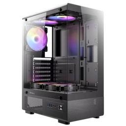 Gabinete Gamer Antec VCX300 RGB Elite Black 5 Fanes RGB Doble Vidrio Templado tipo Pecera