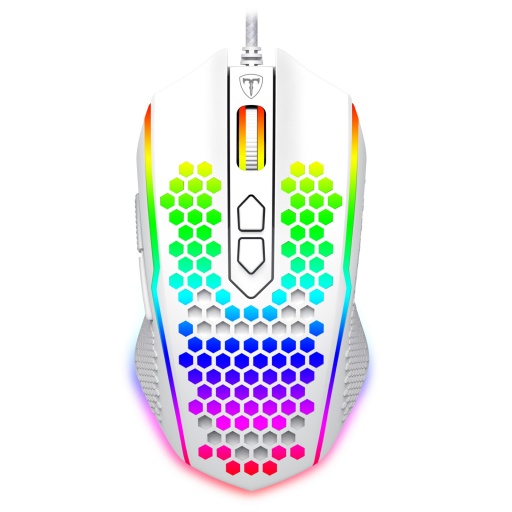 Mouse Gamer T-Dagger Imperial T-TGM310 Blanco RGB 8 Botones Sensor PIXART 3212 Interruptores Huano Blue Dot