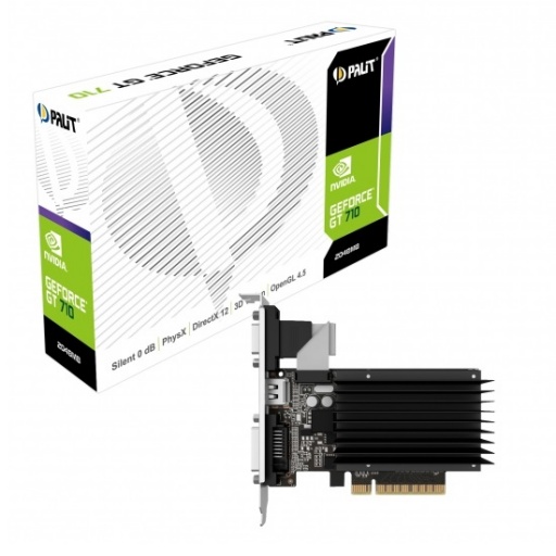 Tarjeta de Video Palit Nvidia GeForce GT 710 2GB DDR3 PCI Express C/Bajo Perfil VGA/DVI/HDMI