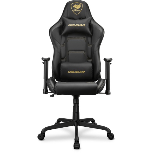 Silla Gamer Profesional Cougar Armor Elite Royal Cuero PVC Marco de Acero Calidad Premium - Negra con Dorado