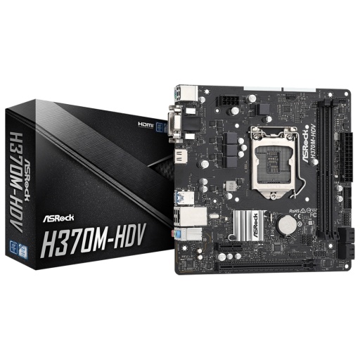 Motherboard ASRock H370M-HDV DDR4 Intel 8va y 9na Generacin Socket 1151 USB 3.2 HDMI/VGA/DVI Gigabit LAN