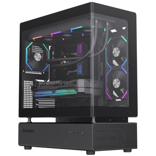 Gabinete Gamer Gamemax N80 BK (Negro) Cristal Envolvente Panoramico 6 Fanes ARGB Diseo Modular