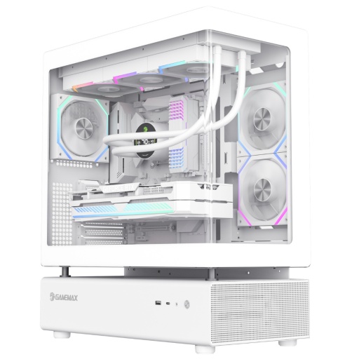 Gabinete Gamer Gamemax N80 WH (Blanco) Cristal Envolvente Panoramico 6 Fanes ARGB Dise�o Modular