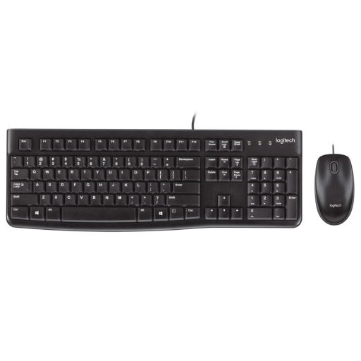 Combo Teclado y Mouse Logitech MK120 Cableado USB C�modo y Resistente - Negro