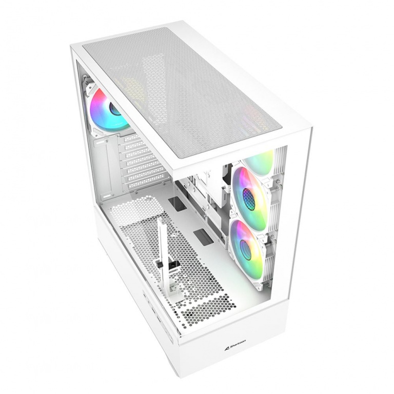 Gabinete Gamer Sharkoon AK6 RGB Blanco 4 Fanes ARGB Doble Panel de Vidrio Templado