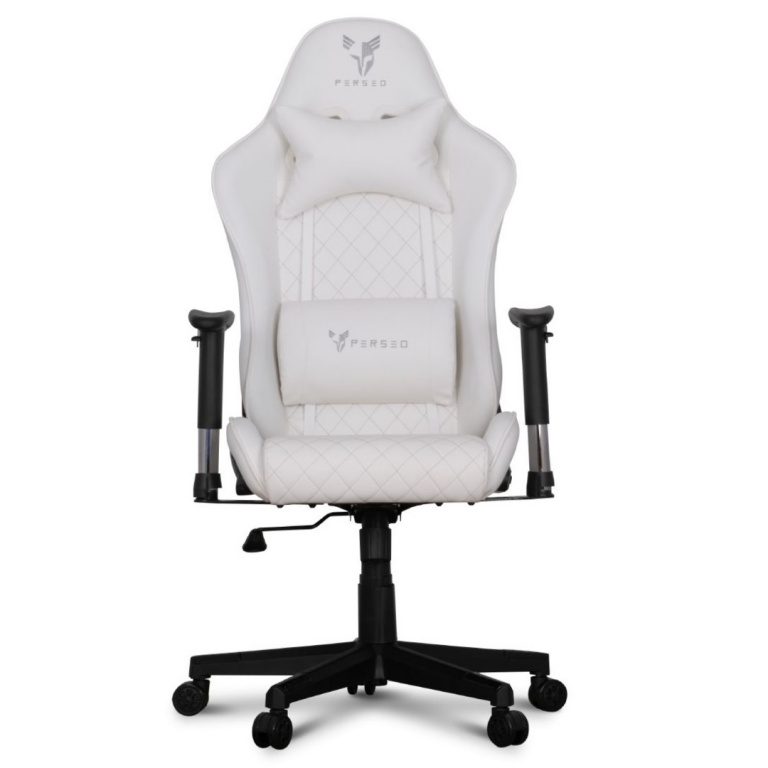Silla Gamer Pro Perseo Pegasus en Eco Cuero Posabrazos movimiento 2D Reforzada y Resistente - Blanca