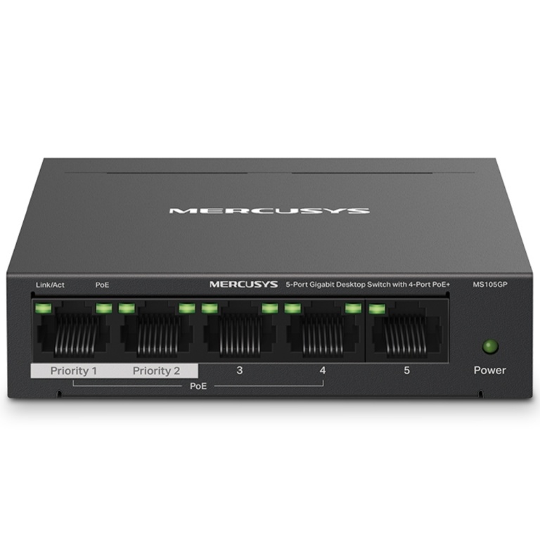 Switch Mercusys MS105GP 5 Puertos RJ45 Gigabit (4 Puertos Poe+)