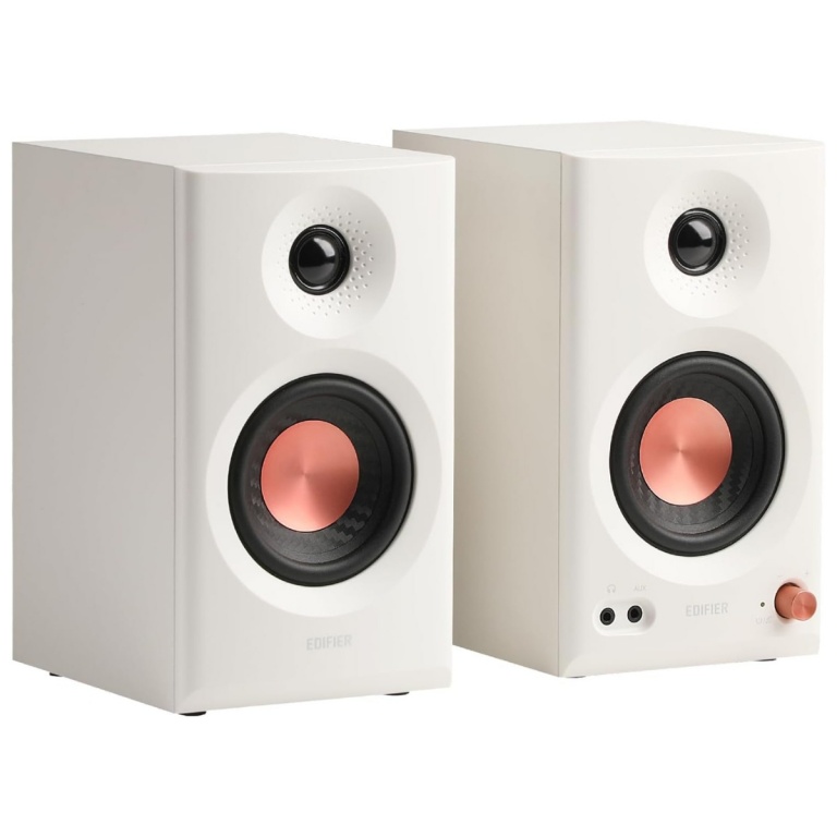 Parlantes de Estudio Edifier MR3 Autoamplificados 36W RMS MDF Bluetooth 24 bits 96 kHz - Blanco