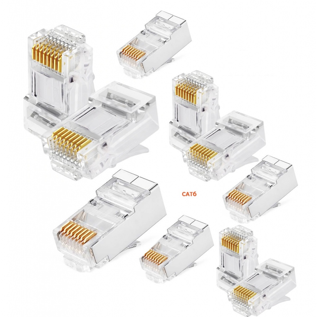 Fichas Conector rj45 Cat6 Para Cables de Red - Bolsa x10 Unidades  Conectividad y Redes Adaptadores y