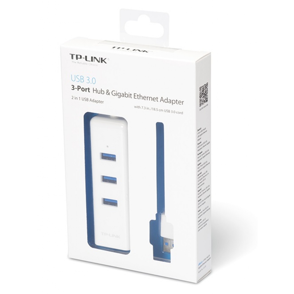 Adaptador de Red TP-Link UE330 USB 3.0 a Ethernet Gigabit + HUB USB 3.0 Conectividad  y Redes Adaptad