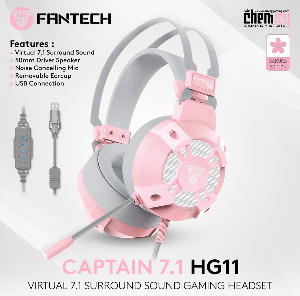 Audífonos 7.1 Captain hg11 Sakura Edition Rosado Gamer Audífonos 7.1 Captain hg11 Sakura Edition Rosado Gamer