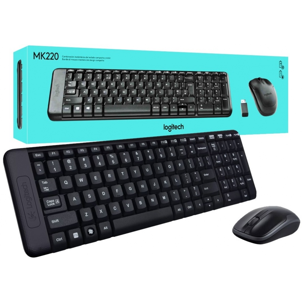 logitech mk220 Kit Teclado y Mouse inalambrico, USB