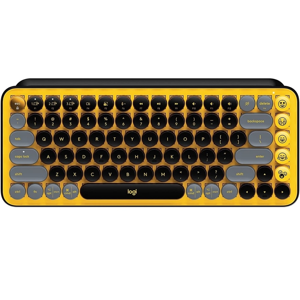 Teclado Inalambrico Mecanico Logitech Pop Keys USB y Bluetooth Emojis  Personalizables - Negro/Amaril