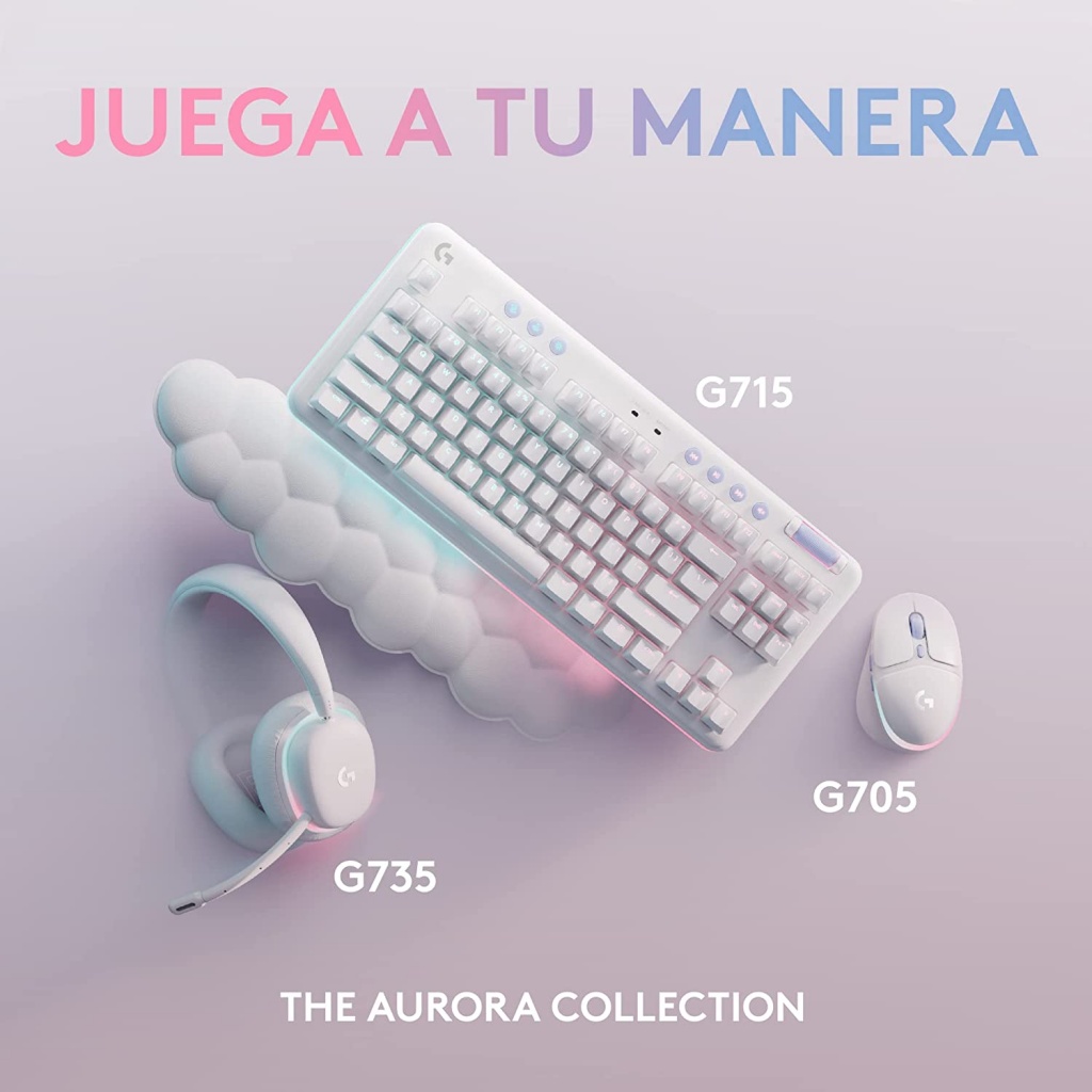 Auriculares Inalambricos Gaming Logitech G735 The Aurora Collection  Lightsync y Bluetooth RGB Blanco