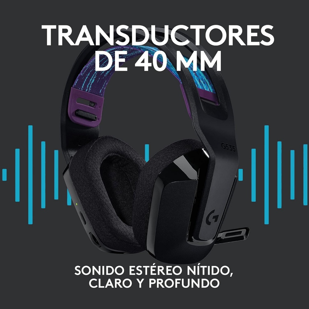 Auriculares Inalambricos Gaming Logitech G535 Lightspeed con Microfono Para  PC y PlayStation - Negro