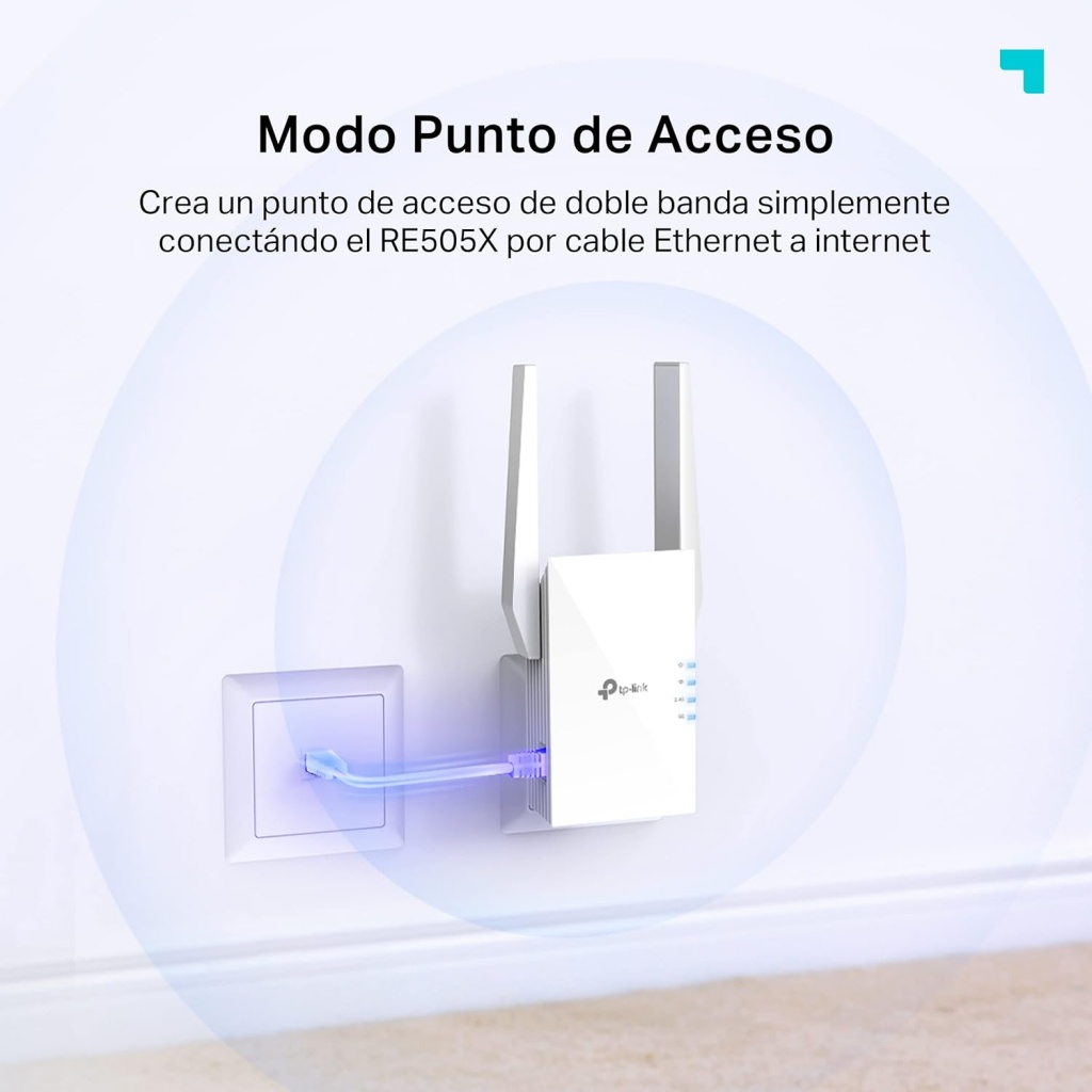 Extensor Repetidor de Señal WiFi 6 TP-Link RE500X Dual Band AX1500 OneMesh  Gigabit Conectividad y Re