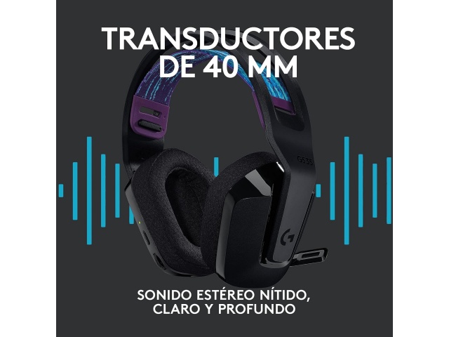 Logitech G535 Lightspeed - Auriculares inalámbricos para videojuegos,  ligeros, con micrófono abatible para silenciar, estéreo, compatibles con  PC