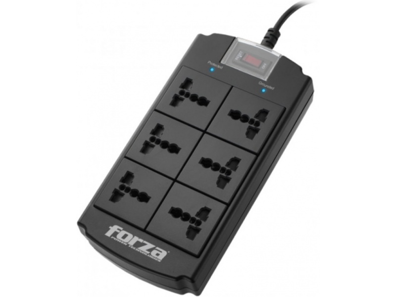 Alargue Zapatilla de Corriente con Proteccion de Sobretension FORZA FSP-06MN 6 tomas
