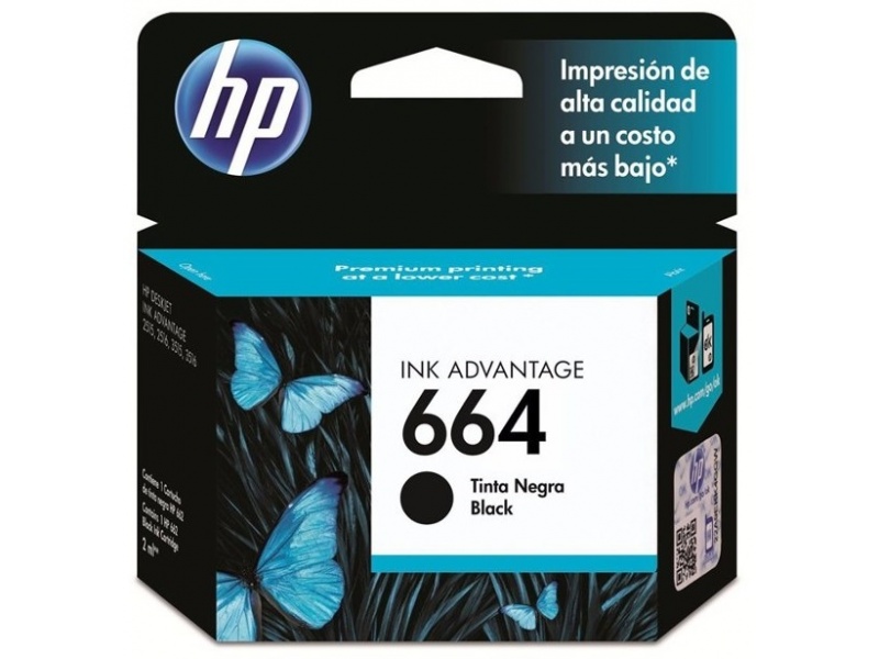 Cartucho Original HP 664 Negro Para Deskjet 2135 2675 3635 4535 3775 3785