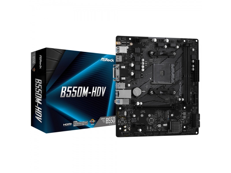 Motherboard ASRock B550M-HDV Socket AM4 p/AMD Ryzen DDR4 mATX PCIe 4.0 M2