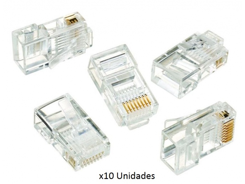 Fichas Conector rj45 Cat5e Para Cables de Red - Bolsa x10 Unidades