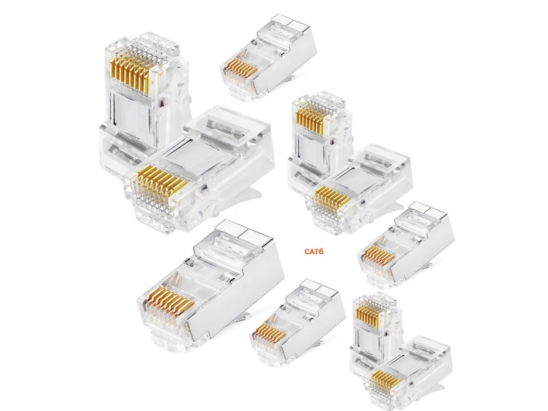 Fichas Conector rj45 Cat6 Para Cables de Red - Bolsa x10 Unidades