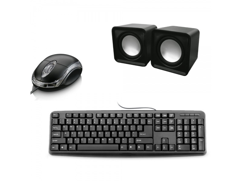 Kit Combo Teclado + Mouse + Parlantes USB Generico