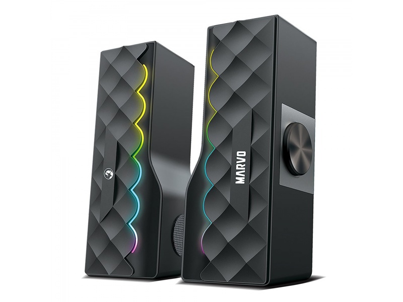Parlantes 2.0 y Barra de Sonido Gaming Marvo SG-280 Negro con RGB y Bluetooth