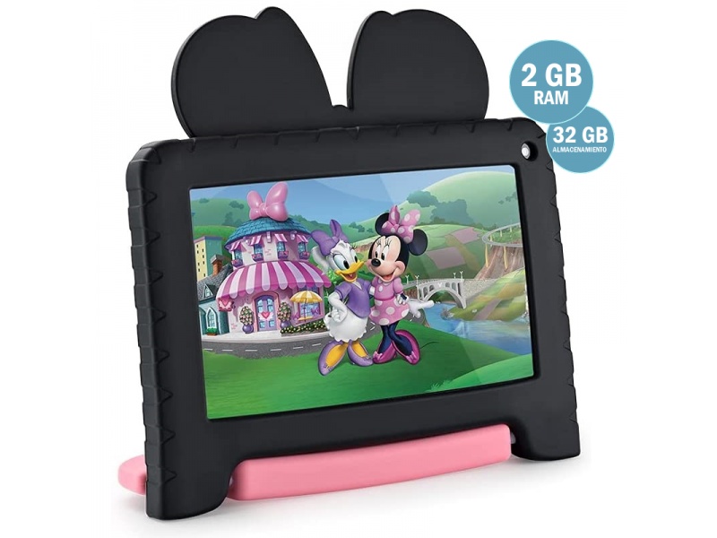 Tablet Multilaser Kids Disney Minnie Oficial Quad Core 2GB de RAM y 32GB Android WiFi Bluetooth Estuche silicona anti-go