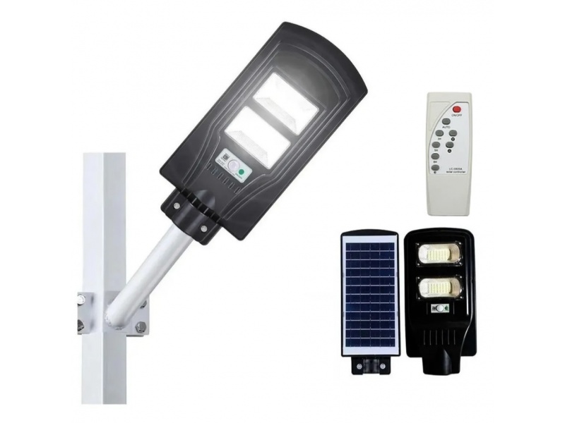 Foco LED Solar Exterior 60W 96 LED Con Brazo metálico y Control remoto