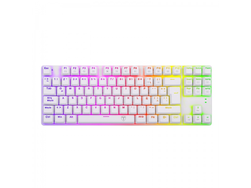 Teclado Gamer Mecanico TKL T-Dagger T-TGK315W Bora RGB Blanco Switch Red Espaol