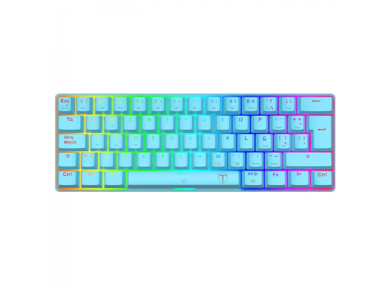 Teclado Mecanico Gamer 60% T-Dagger Arena T-TGK321 Blue RGB USB-C Switches Brown, Full key rollover