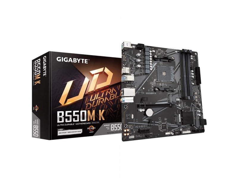 Motherboard Gigabyte B550M-K Socket AM4 p/AMD PCIe 4.0 Dual M.2 GbE LAN 4x DIMM