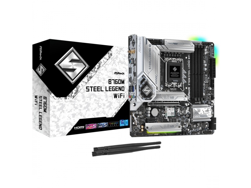 Motherboard ASRock B760M Steel Legend WiFi LGA1700 DDR5 Intel Gen. 12/13/14 M.2 mATX RGB