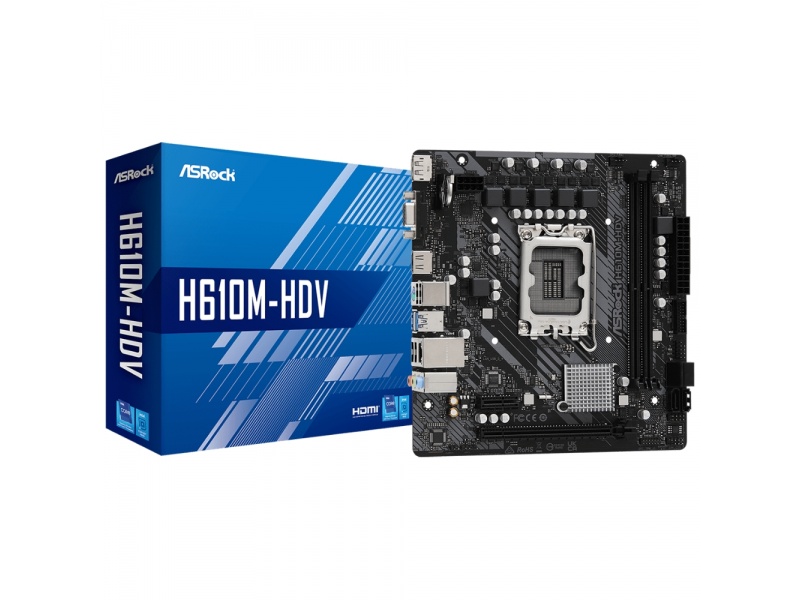 Motherboard ASRock H610M-HDV DDR4 Socket LGA 1700 Intel Generaciones 12, 13 y 14 PCIe 4.0 Gigabit LAN