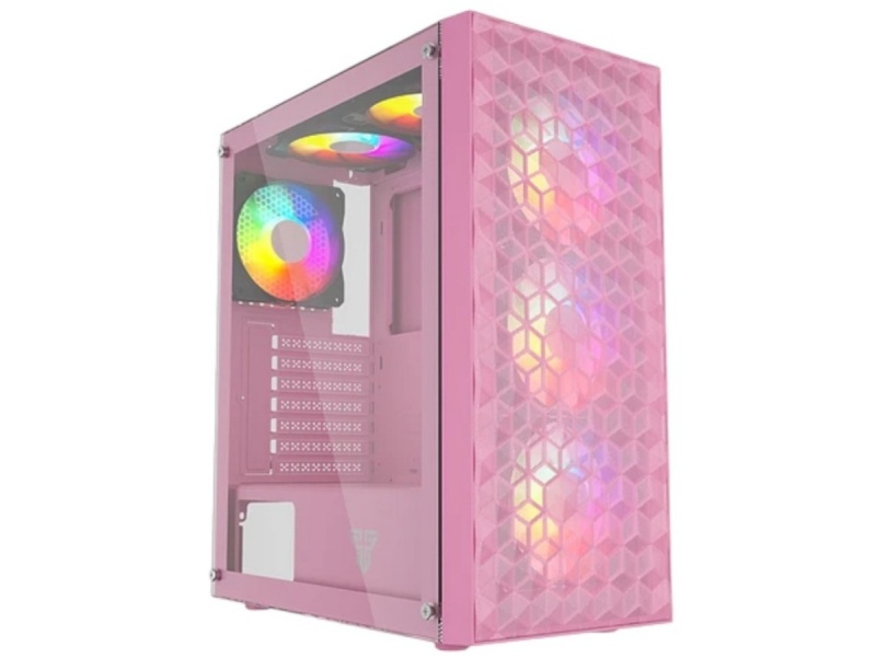 Gabinete Gamer Fantech CG-83 Pink Panel Frontal Mesh y Lateral de Vidrio Templado 4 Fan RGB - Rosado