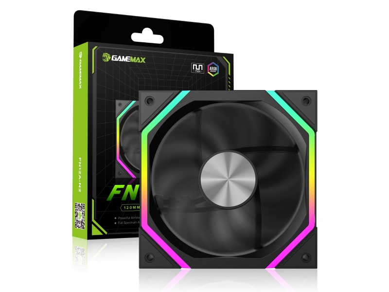 Fan Cooler Gamemax FN12A-N2 ARGB 12cm Silencioso y de Alto Rendimiento - Negro